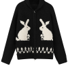 New Style Trends - Kawaii Whimsical Bunny Motif Zip-Up Cardigan - Outfit Ideas