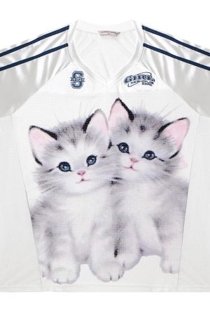 New Style Trends - Kitten Graphic Jersey Cute T-Shirt - Outfit Ideas