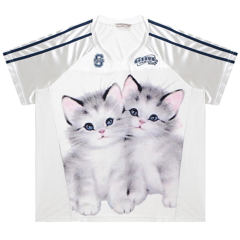 New Style Trends - Kitten Graphic Jersey Cute T-Shirt - Outfit Ideas