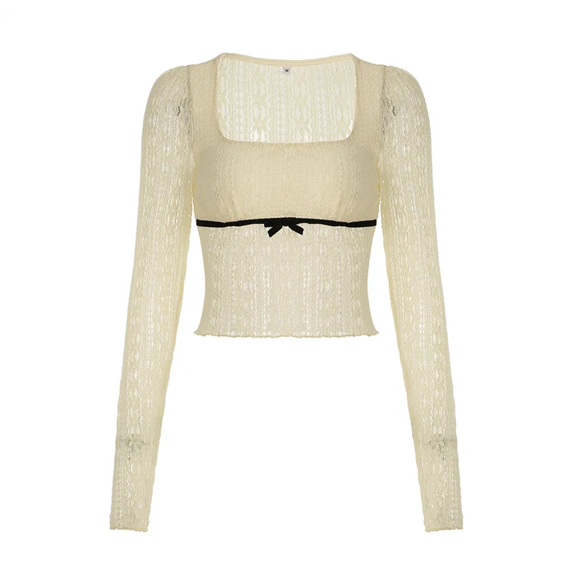 New Style Trends - Lace Ribbons Peplum Coquette Top - Outfit Ideas