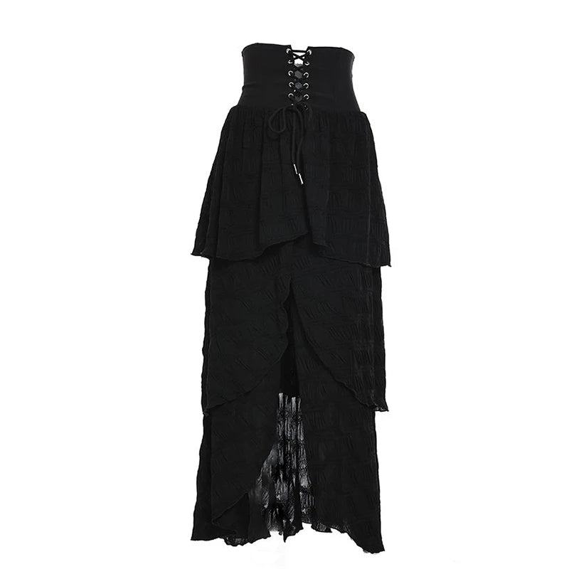 New Style Trends - Lace-Up Edgy Maxi Skirt - Outfit Ideas
