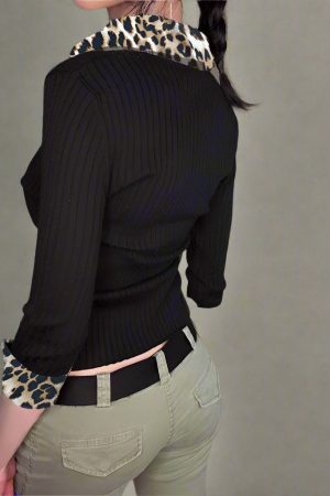 New Style Trends - Leopard Aesthetic Long Sleeve Knit Top - Outfit Ideas