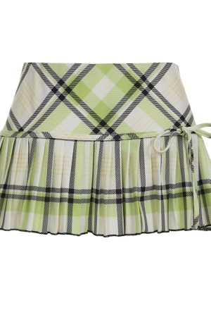 New Style Trends - Lime Prep Pleated Mini Y2k Skirt - Outfit Ideas
