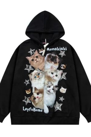 New Style Trends - Meow Galaxy Zip Hoodie - Outfit Ideas
