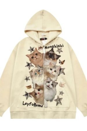 New Style Trends - Meow Galaxy Zip Hoodie - Outfit Ideas