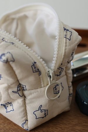 New Style Trends - Meow Mood Quilted Aesthetic Makeup Bag - Outfit Ideas