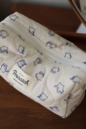New Style Trends - Meow Mood Quilted Aesthetic Makeup Bag - Outfit Ideas