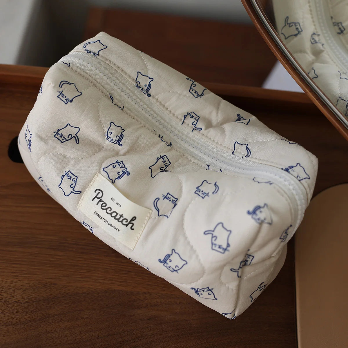 New Style Trends - Meow Mood Quilted Aesthetic Makeup Bag - Outfit Ideas