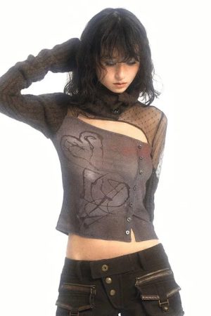 New Style Trends - Mesh Panel Alt Long Sleeve Crop Top - Outfit Ideas