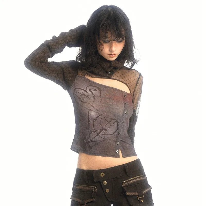 New Style Trends - Mesh Panel Alt Long Sleeve Crop Top - Outfit Ideas New Style Trends - Mesh Panel Alt Long Sleeve Crop Top - Outfit Ideas