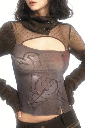 New Style Trends - Mesh Panel Alt Long Sleeve Crop Top - Outfit Ideas