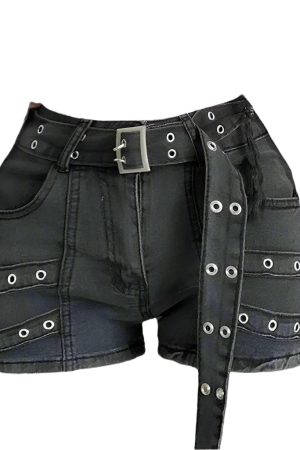 New Style Trends - Metalcore Grommet Alt Denim Shorts - Outfit Ideas