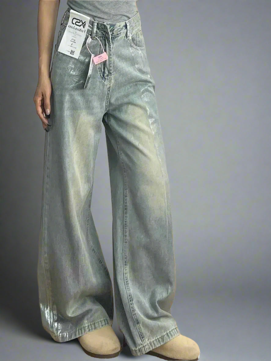 New Style Trends - Metallic Glow Edgy Wide-Leg Jeans - Outfit Ideas New Style Trends - Metallic Glow Edgy Wide-Leg Jeans - Outfit Ideas
