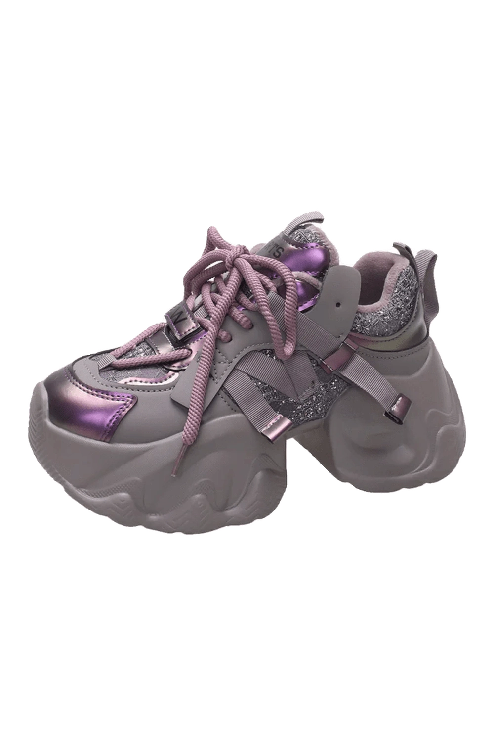 New Style Trends - Metallic Violet Edgy Chunky Sneakers - Outfit Ideas