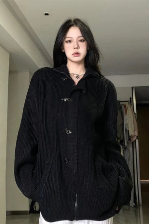 New Style Trends - Midnight Buckle Alt Oversized Cardigan - Outfit Ideas