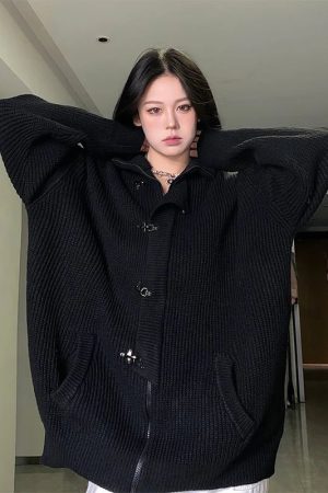 New Style Trends - Midnight Buckle Alt Oversized Cardigan - Outfit Ideas