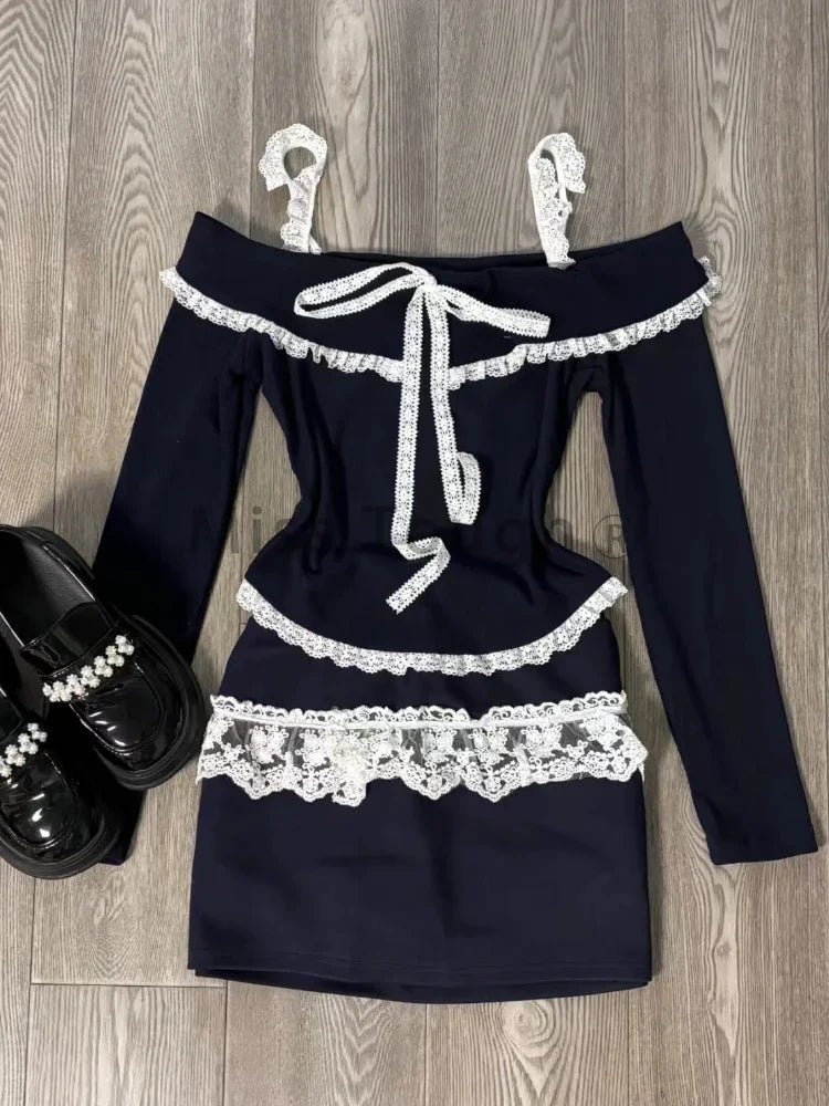 New Style Trends - Midnight Coquette Lace Elegance Long Sleeve Set - Outfit Ideas New Style Trends - Midnight Coquette Lace Elegance Long Sleeve Set - Outfit Ideas