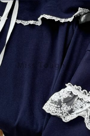 New Style Trends - Midnight Coquette Lace Elegance Long Sleeve Set - Outfit Ideas