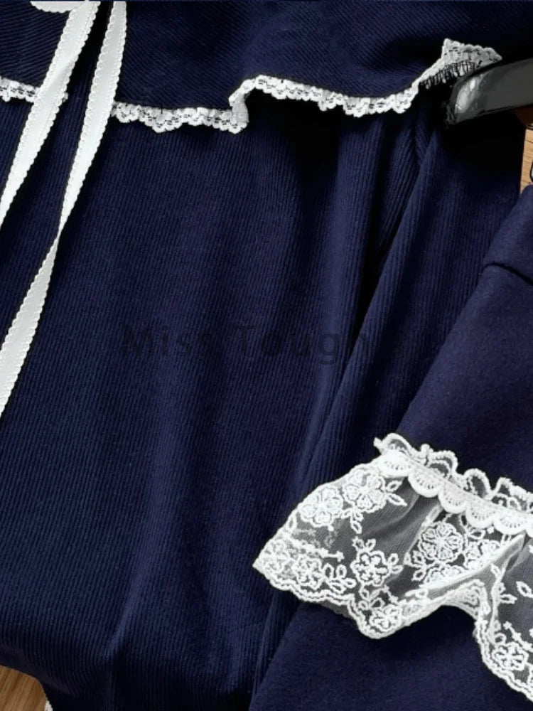 New Style Trends - Midnight Coquette Lace Elegance Long Sleeve Set - Outfit Ideas New Style Trends - Midnight Coquette Lace Elegance Long Sleeve Set - Outfit Ideas