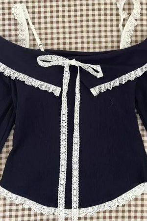 New Style Trends - Midnight Coquette Lace Elegance Long Sleeve Set - Outfit Ideas