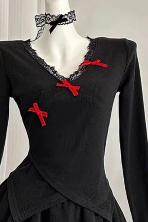 New Style Trends - Midnight Doll Goth Long Sleeve Lace Set - Outfit Ideas