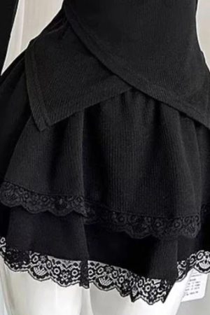 New Style Trends - Midnight Doll Goth Long Sleeve Lace Set - Outfit Ideas