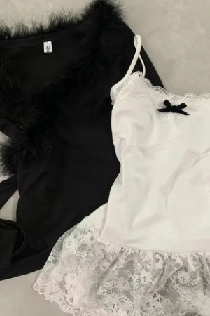 New Style Trends - Midnight Elegance Alt Fur-Trim Outfit Set - Outfit Ideas