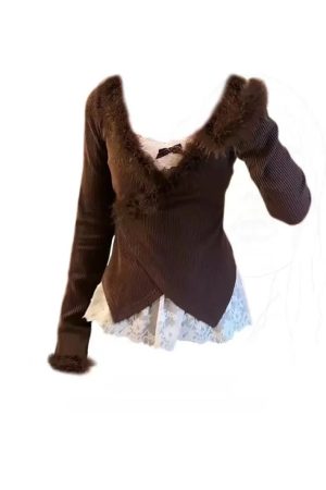 New Style Trends - Midnight Elegance Alt Fur-Trim Outfit Set - Outfit Ideas