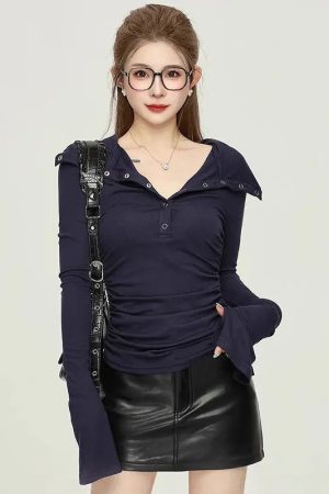 New Style Trends - Midnight Gaze Grommet Top - Outfit Ideas
