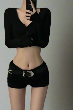 New Style Trends - Midnight Glam Belted Alt Shorts - Outfit Ideas