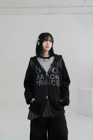 New Style Trends - Midnight Print Core Alt Edgy Hoodie - Outfit Ideas