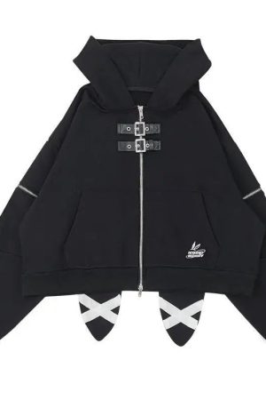 New Style Trends - Midnight Rebel Alt Buckle Hoodie - Outfit Ideas