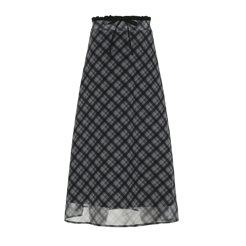 New Style Trends - Midnight Retro Mesh Plaid Skirt - Outfit Ideas