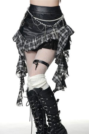 New Style Trends - Midnight Tartan Ruched Alt Skirt - Outfit Ideas