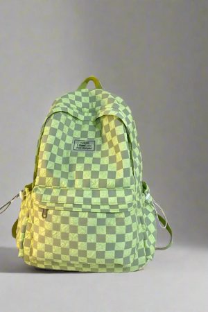 New Style Trends - Mint Checkered Edgy Street Backpack - Outfit Ideas