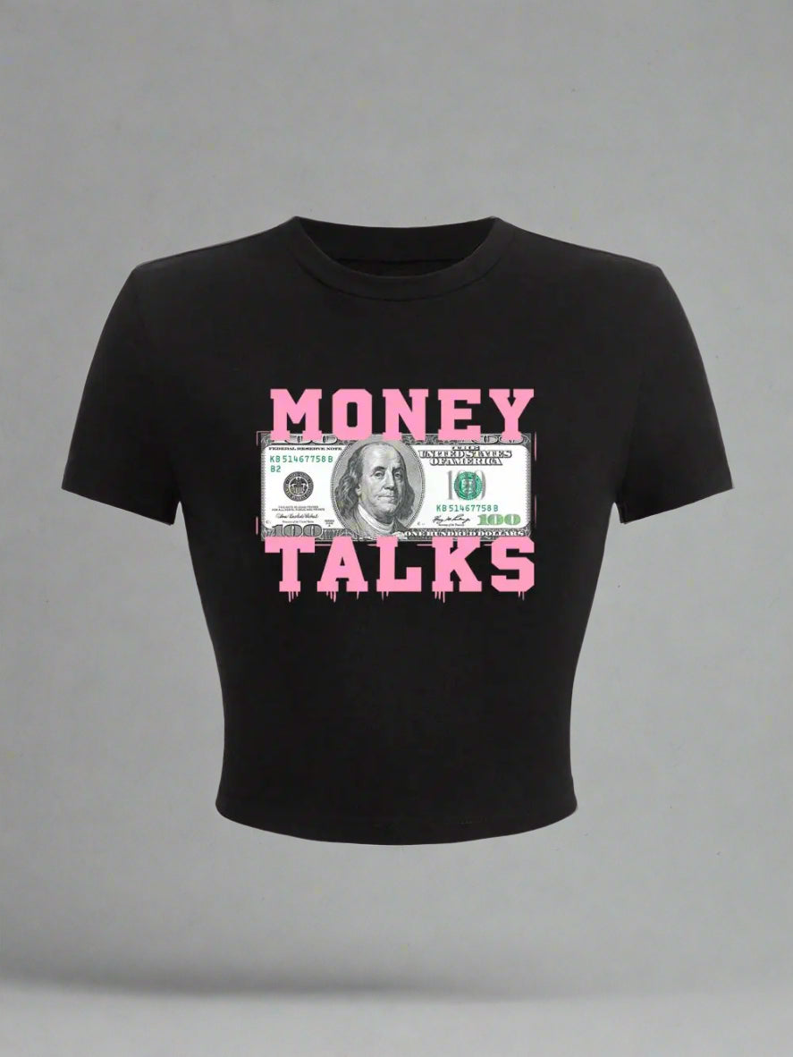 New Style Trends - Money Talks Graphic Y2k Crop Top - Outfit Ideas New Style Trends - Money Talks Graphic Y2k Crop Top - Outfit Ideas
