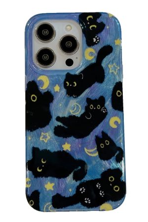 New Style Trends - Moonlit Cat Dreams Aesthetic iPhone Case - Outfit Ideas