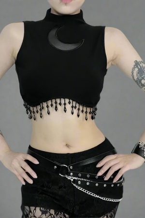 New Style Trends - Moonshade Beaded Turtleneck Alt Crop Top - Outfit Ideas