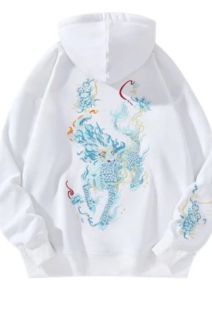 New Style Trends - Mythic Beast Embroidered Edgy Hoodie - Outfit Ideas