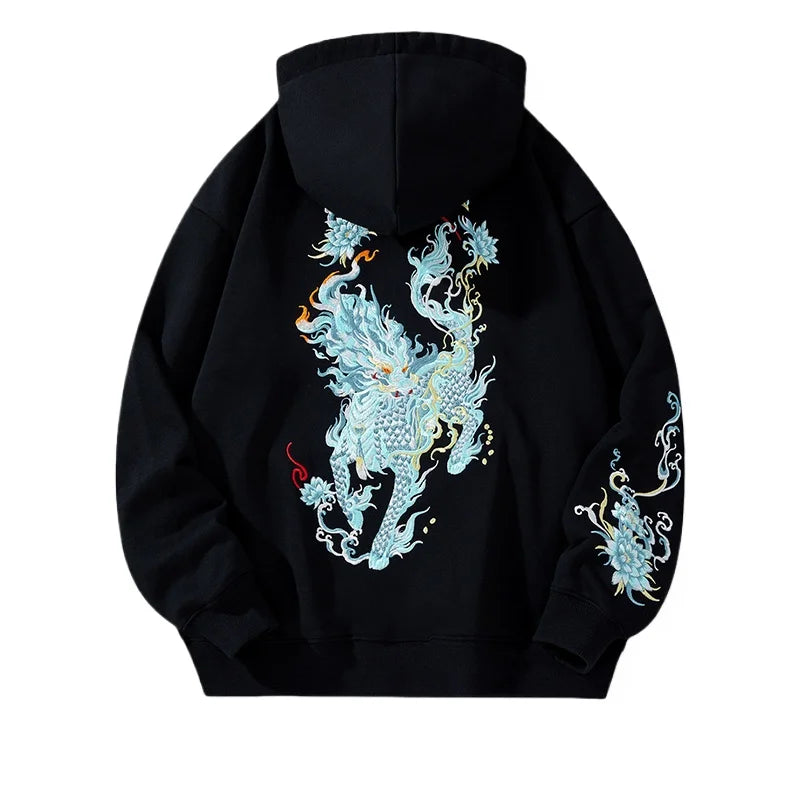 New Style Trends - Mythic Beast Embroidered Edgy Hoodie - Outfit Ideas