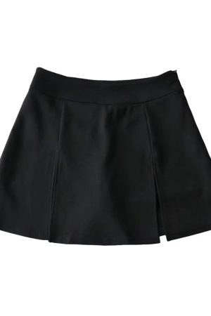 New Style Trends - Noir Line Split Aesthetic Skirt - Outfit Ideas