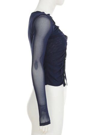 New Style Trends - Noir Ruched Lace Blouse - Outfit Ideas