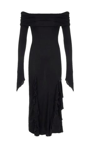 New Style Trends - Noir Siren Off Shoulder Aesthetic Dress - Outfit Ideas
