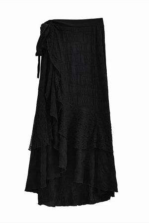 New Style Trends - Noir Siren Wrap Maxi Edgy Skirt - Outfit Ideas