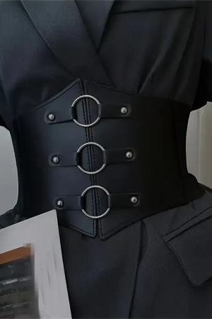 New Style Trends - Obsidian Ring Buckle Corset Goth Belt - Outfit Ideas