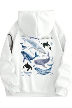 New Style Trends - Ocean Friends Whale Aesthetic Hoodie - Outfit Ideas