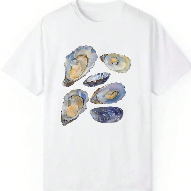 New Style Trends - Ocean Shell Illustration Aesthetic T-Shirt - Outfit Ideas