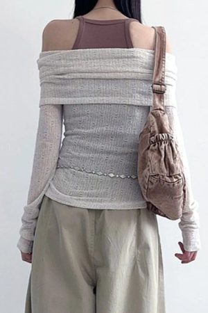 New Style Trends - Off-Shoulder Alt Mesh Long Sleeve Top - Outfit Ideas