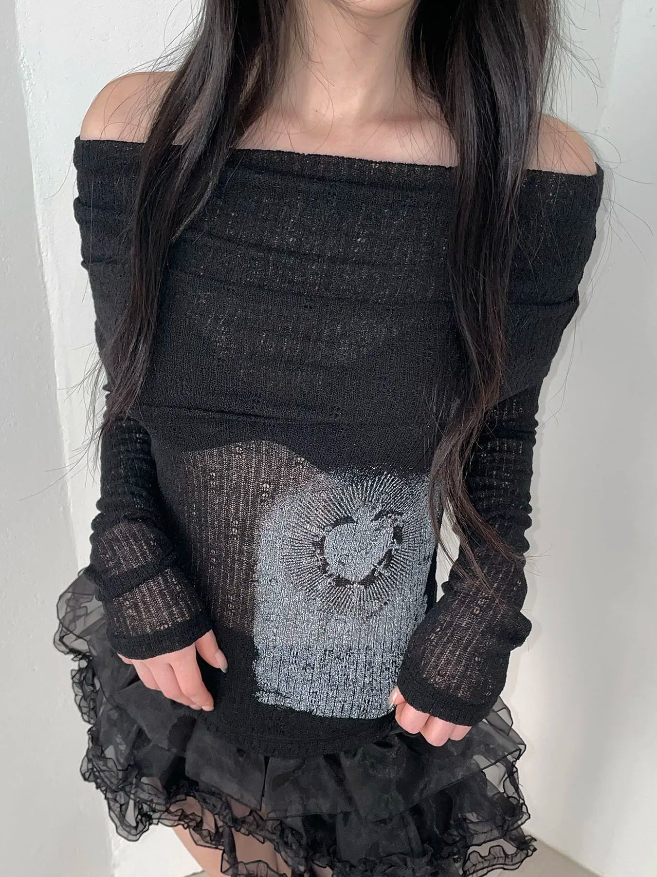 New Style Trends - Off-Shoulder Alt Mesh Long Sleeve Top - Outfit Ideas New Style Trends - Off-Shoulder Alt Mesh Long Sleeve Top - Outfit Ideas