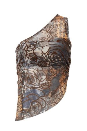 New Style Trends - One-Shoulder Edgy Sheer Floral Top - Outfit Ideas